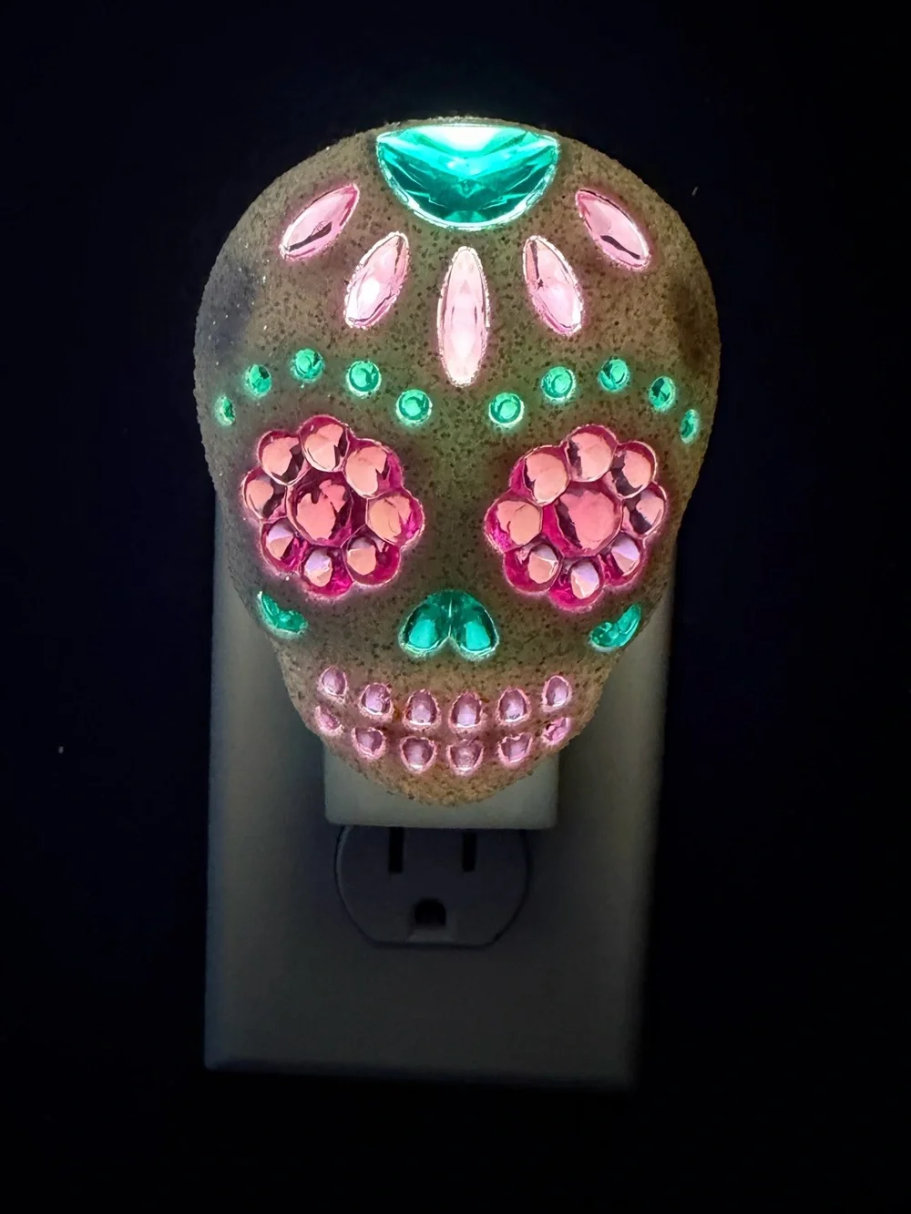Bath & Body Works Pink and Teal Jeweled Sugar Skull Wall Plug-In Nightlight